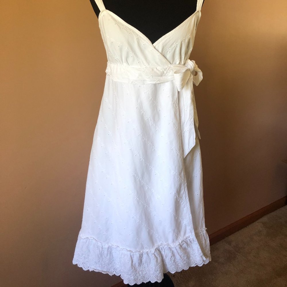 J. Crew White Cotton Wrap-around Eyelet Dress